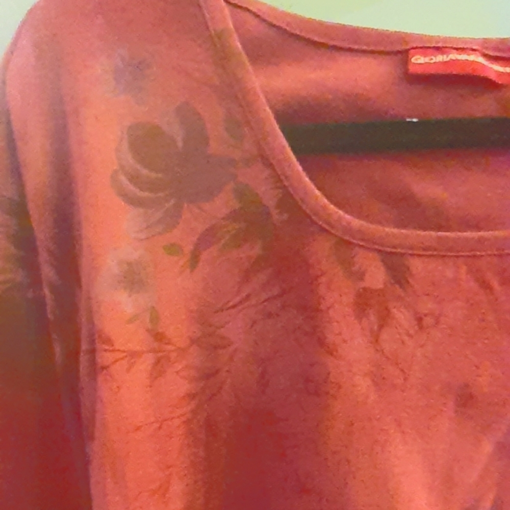 Gloria Vanderbilt 2x maroon shirt with flowers